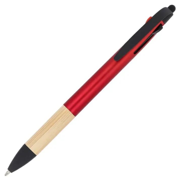 3-colour pen with bamboo grip - LT80561 (N0021)